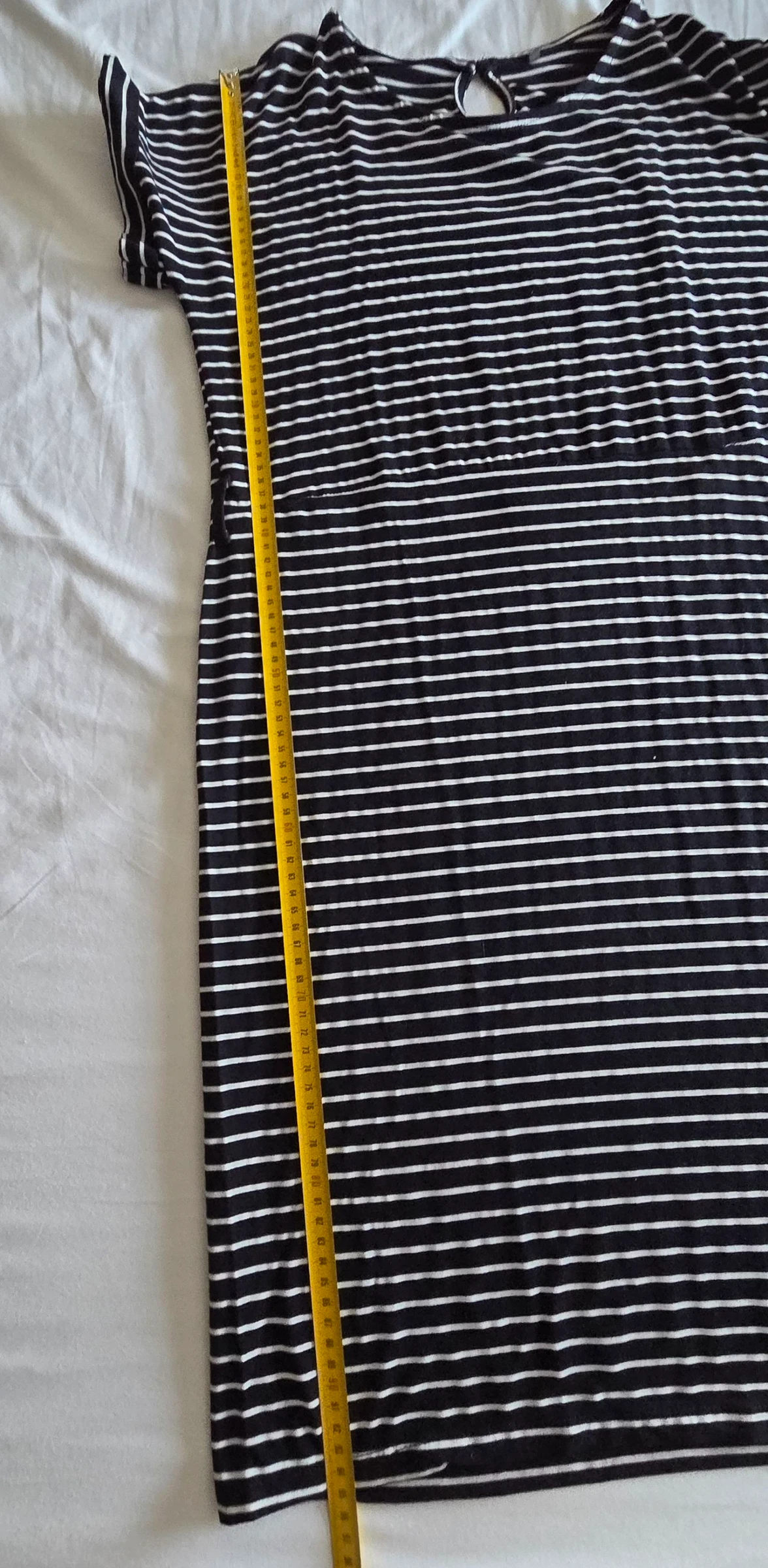 Vestido marinero negro y blanco L 40 vestido corto fluido a rayas – photo 9